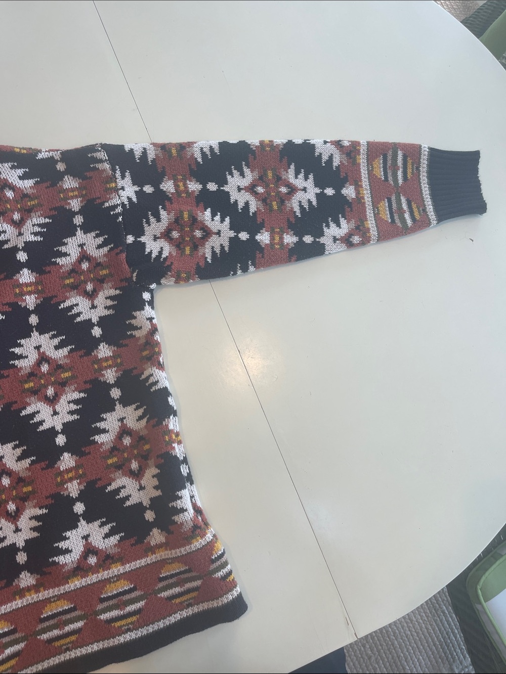 Lucky Brand Black & Rust Patterned Shawl Collar Cardigan (Oversized/Comfy) View 4
